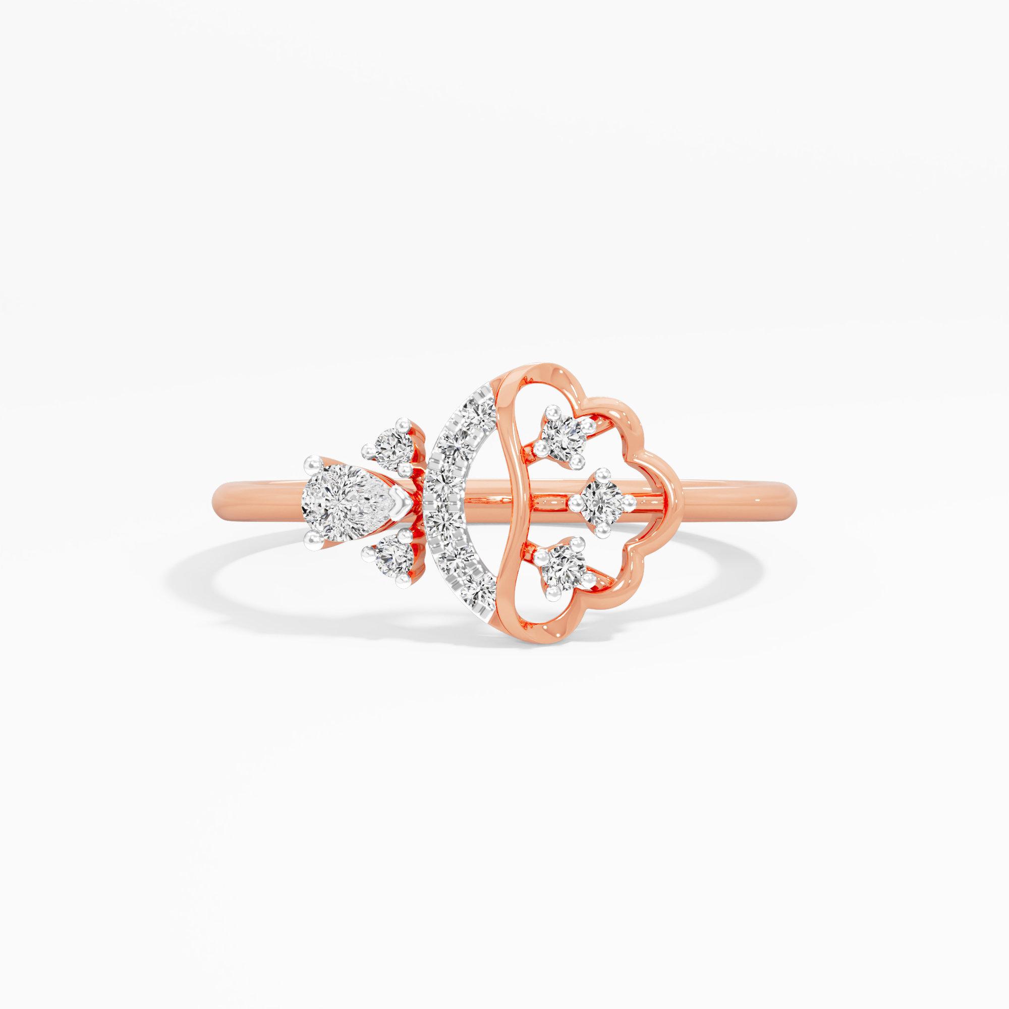 Petal Bloom Halos Ring in 9KT Rose Gold (Diamond Quality: FG-VVS VS)