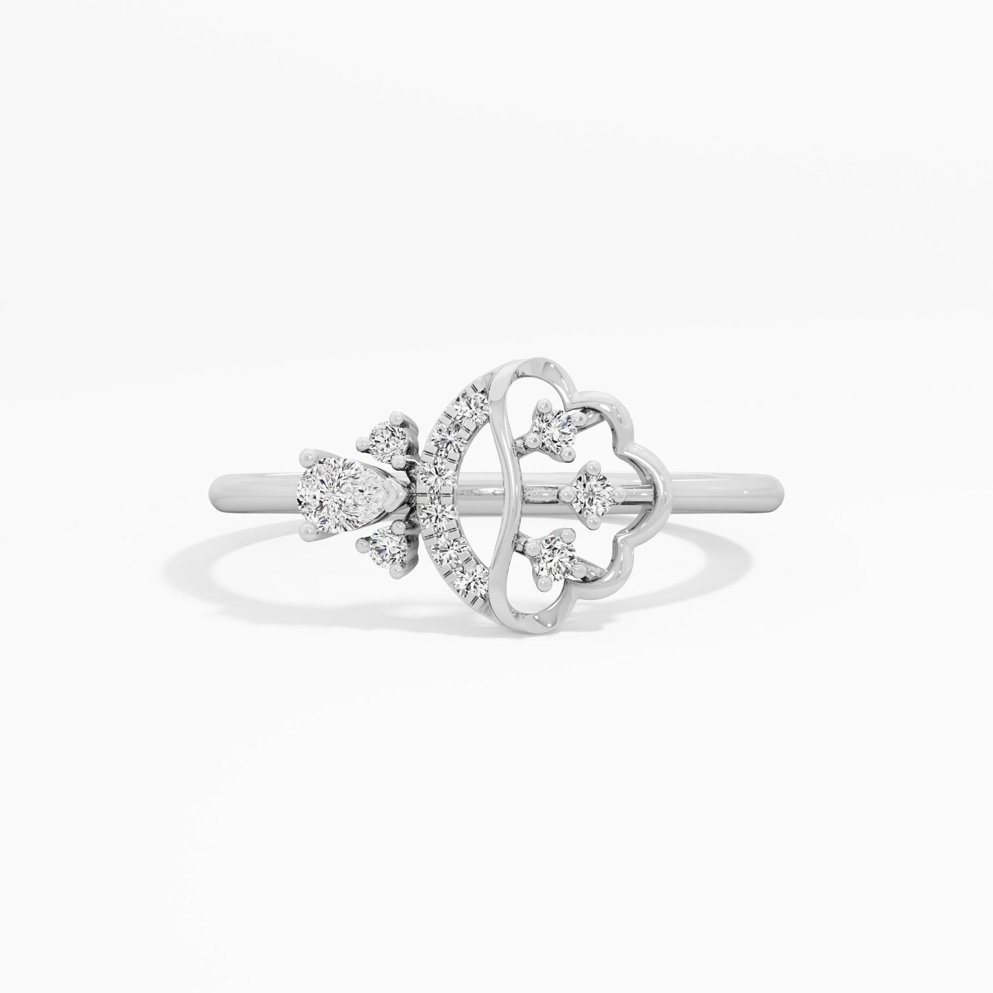 Petal Bloom Halos Ring in 9KT White Gold (Diamond Quality: FG-VVS VS)
