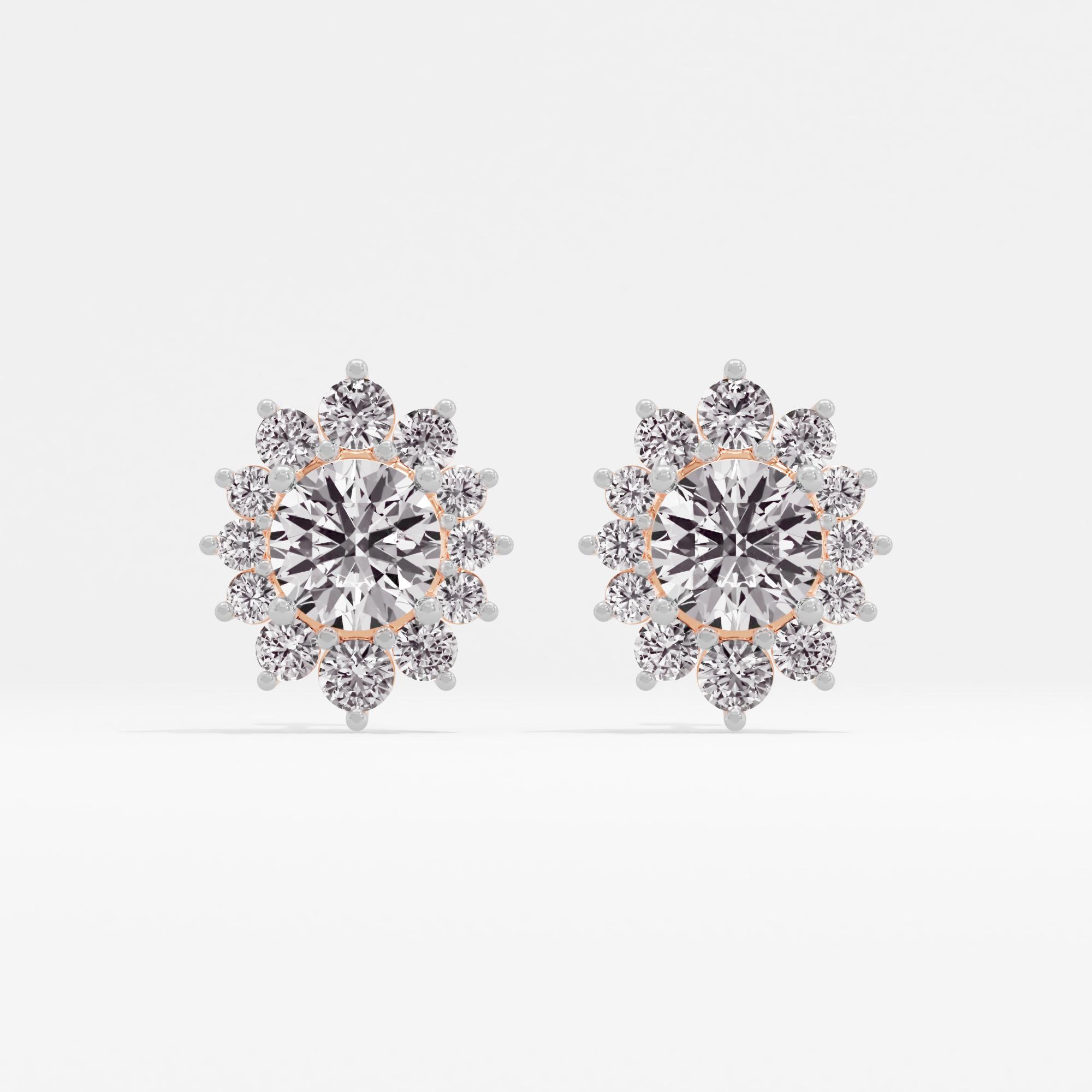 Fiery Bloom Sunburst Halo Stud Earrings