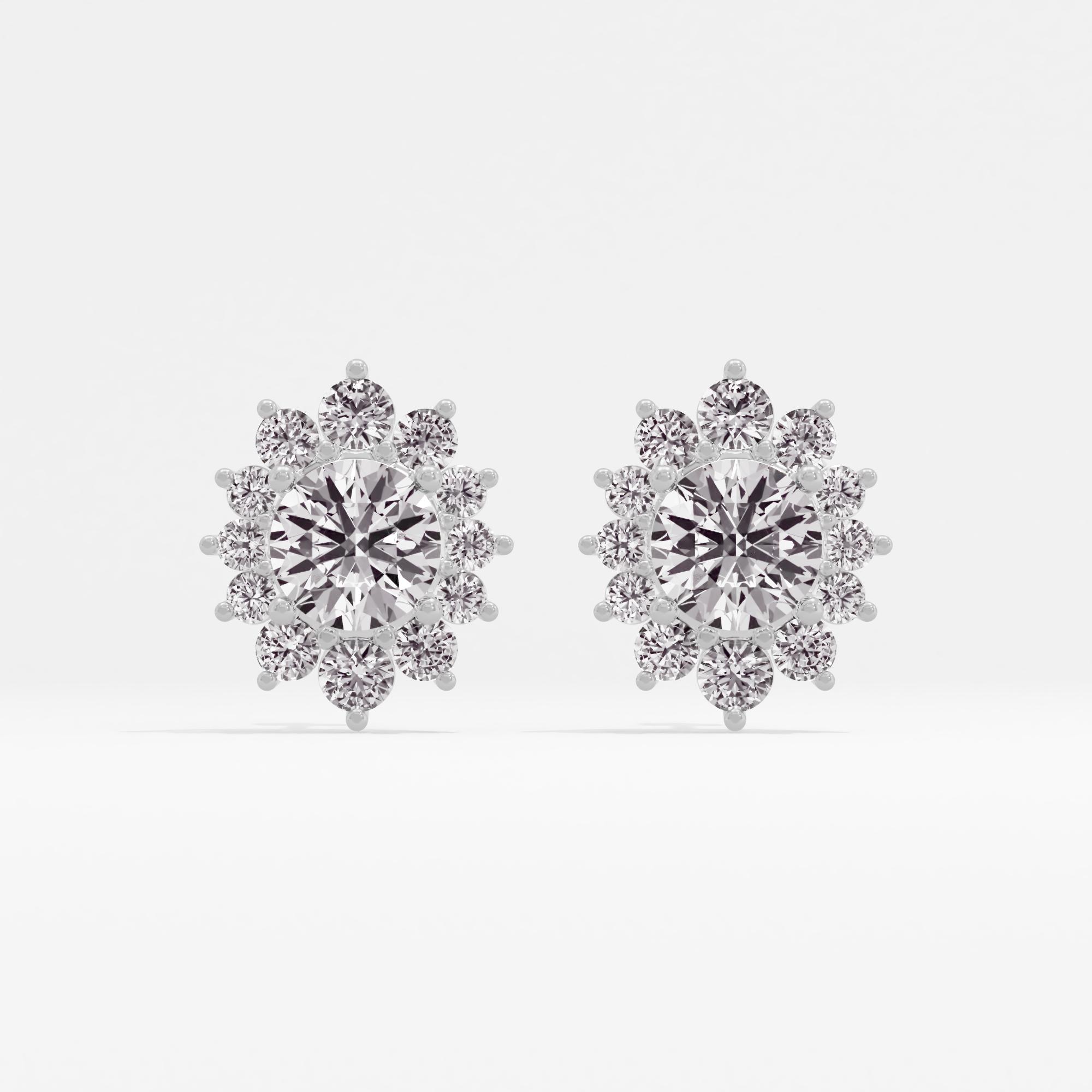 Fiery Bloom Sunburst Halo Stud Earrings
