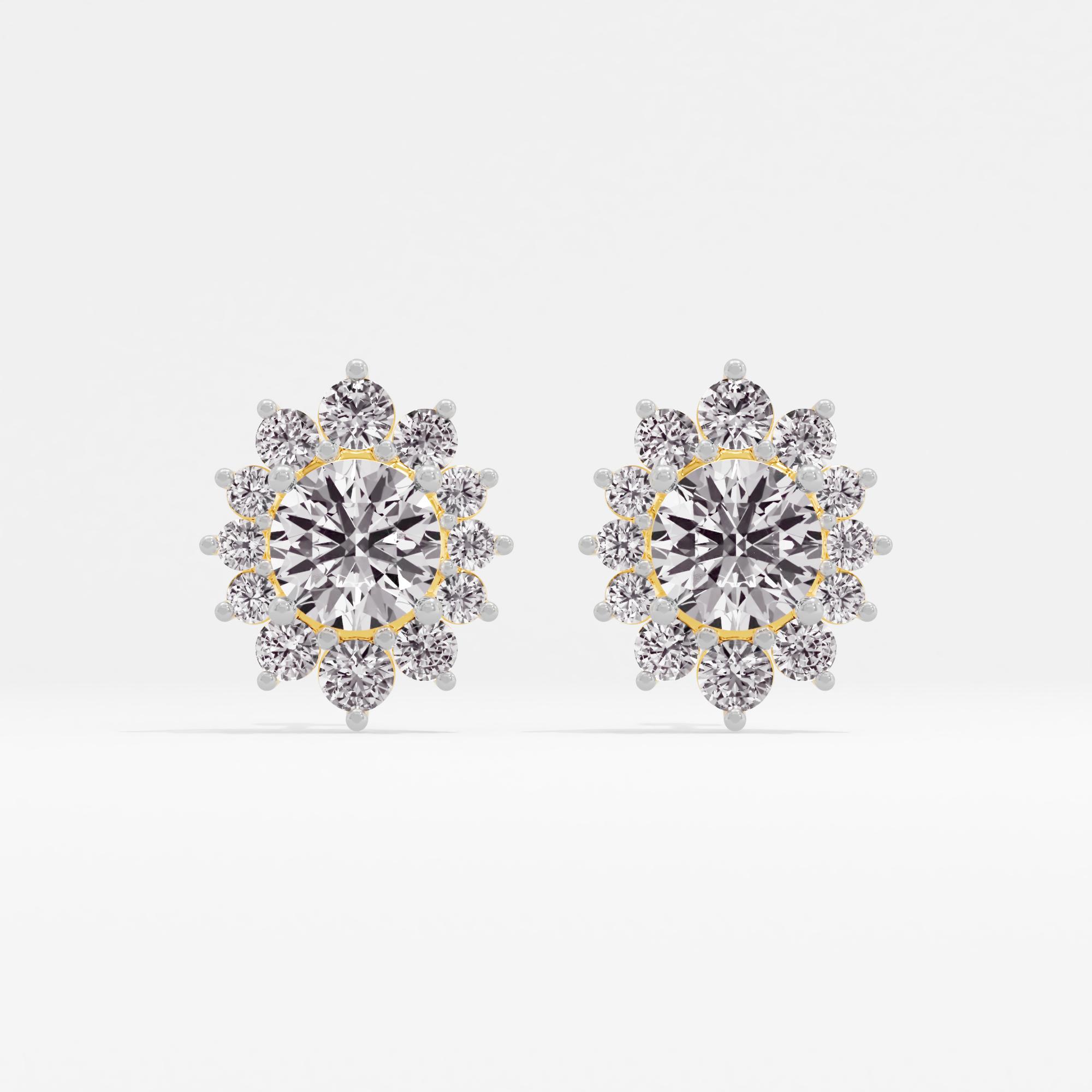 Fiery Bloom Sunburst Halo Stud Earrings