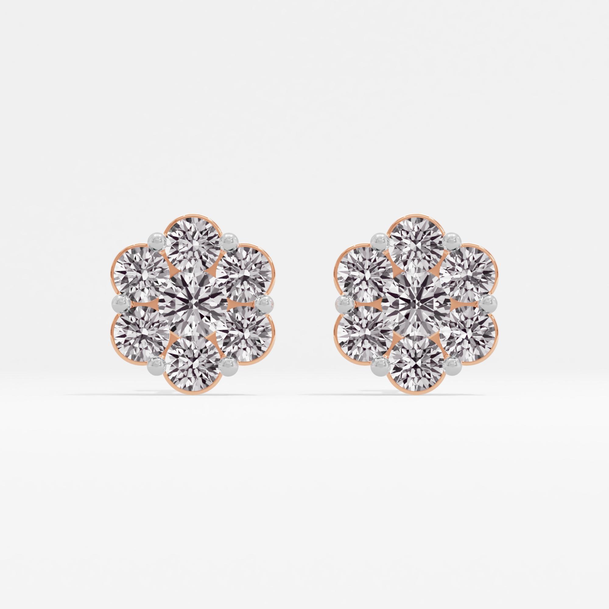 Glistening Flora 7 Stone Cluster Stud Earrings