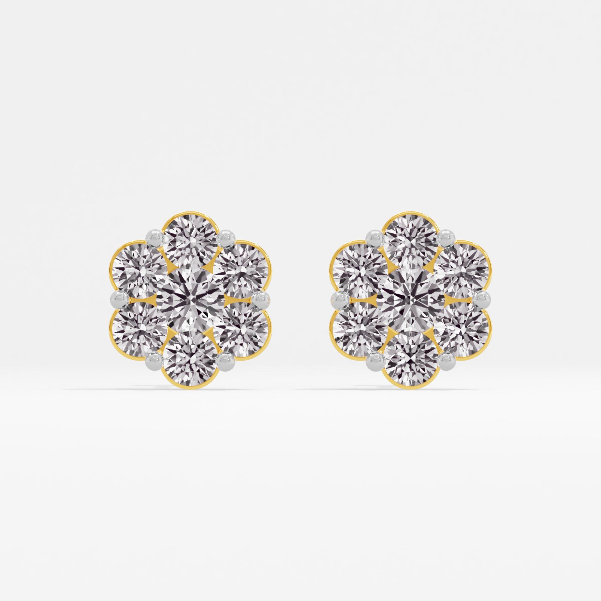 Glistening Flora 7 Stone Cluster Stud Earrings