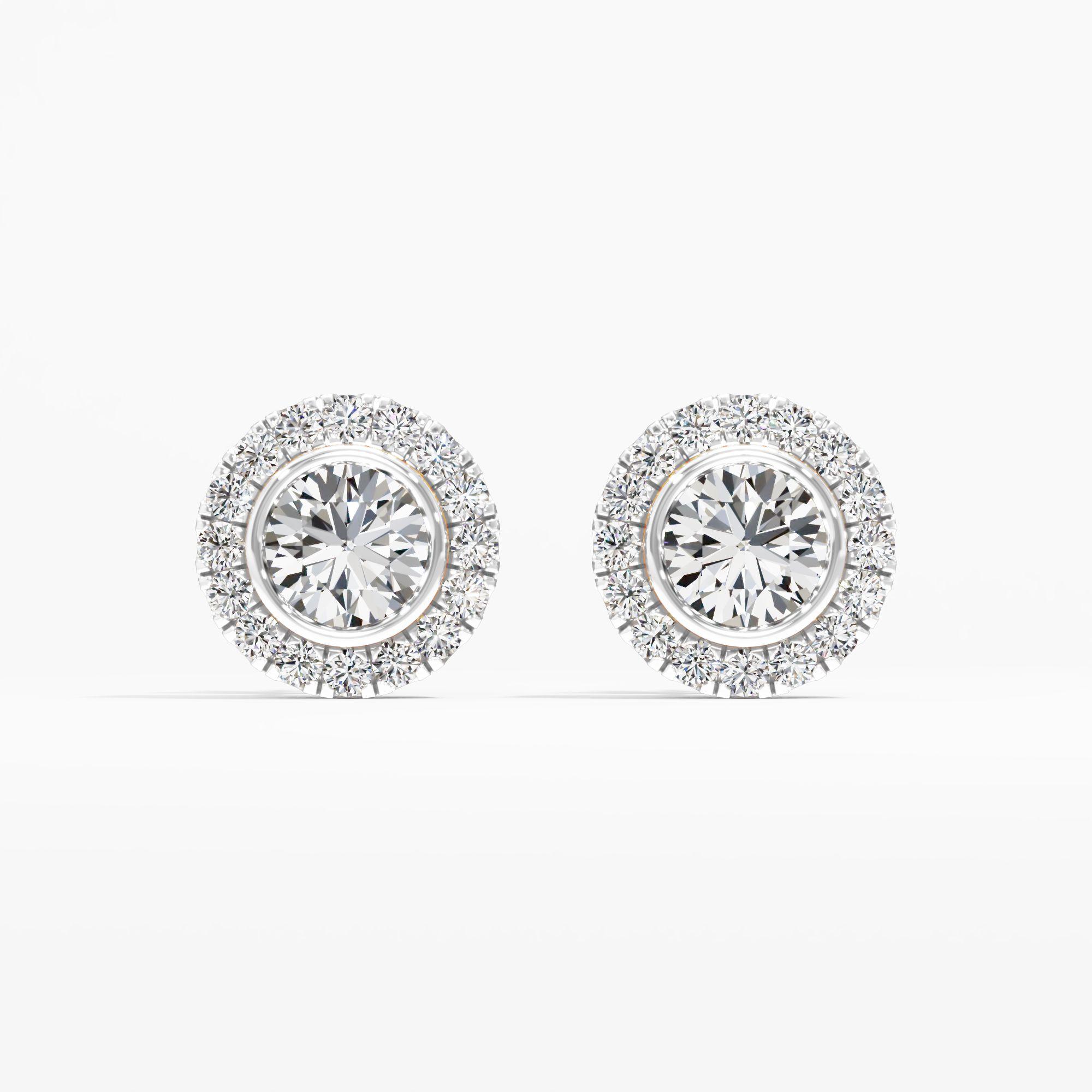 Iris Crest Solitaire Stud Halo Earring 9k Yellow Gold Round 0.67ct