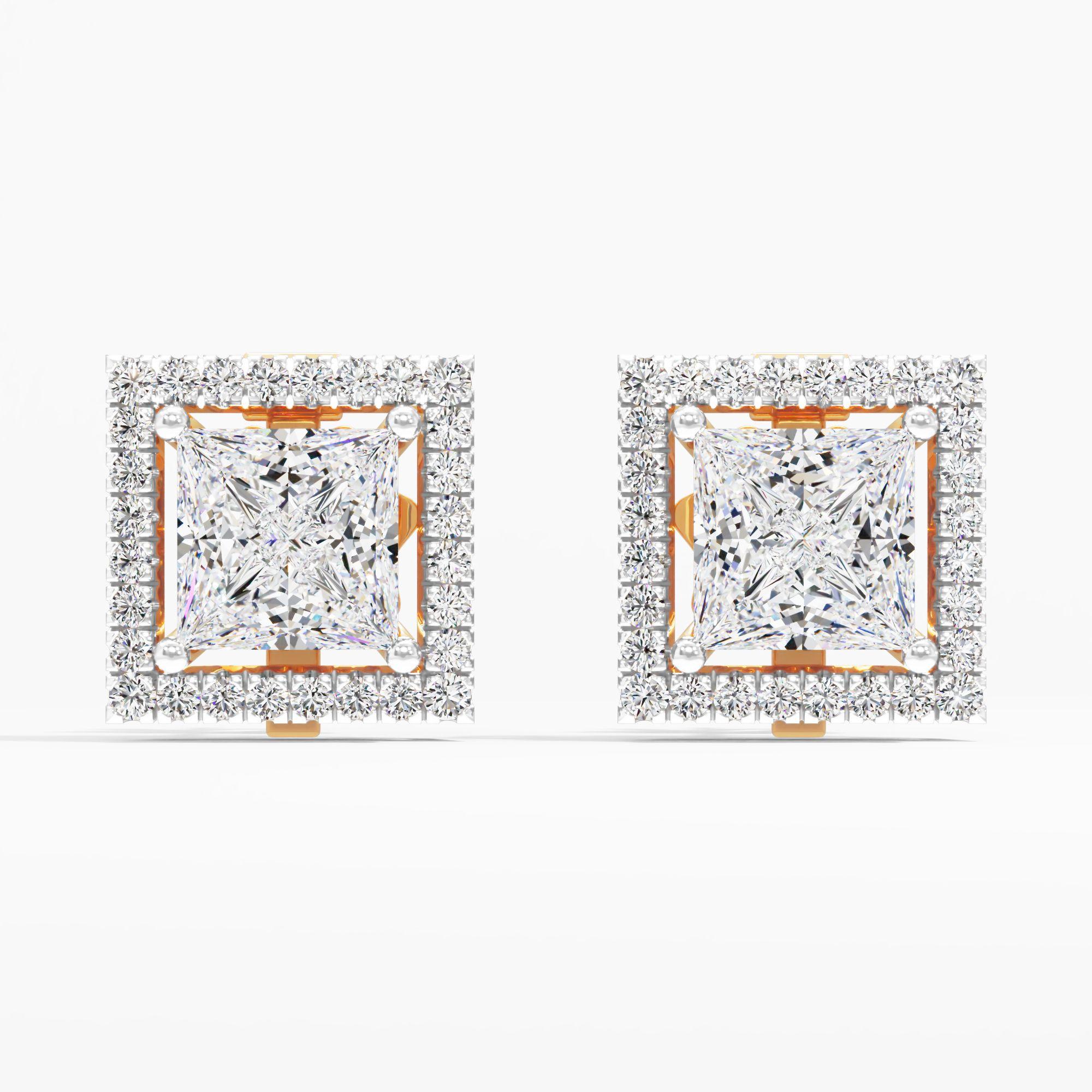 Sienna Dawn Solitaire Detachable Halo Stud Earring 9k Yellow Gold Princess 0.71ct