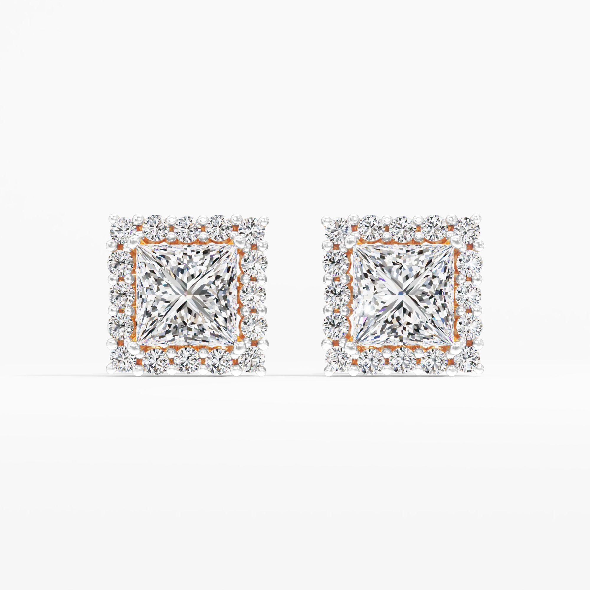 Ivy Trace Solitaire Stud Earring 9k Yellow Gold Princess 0.66ct
