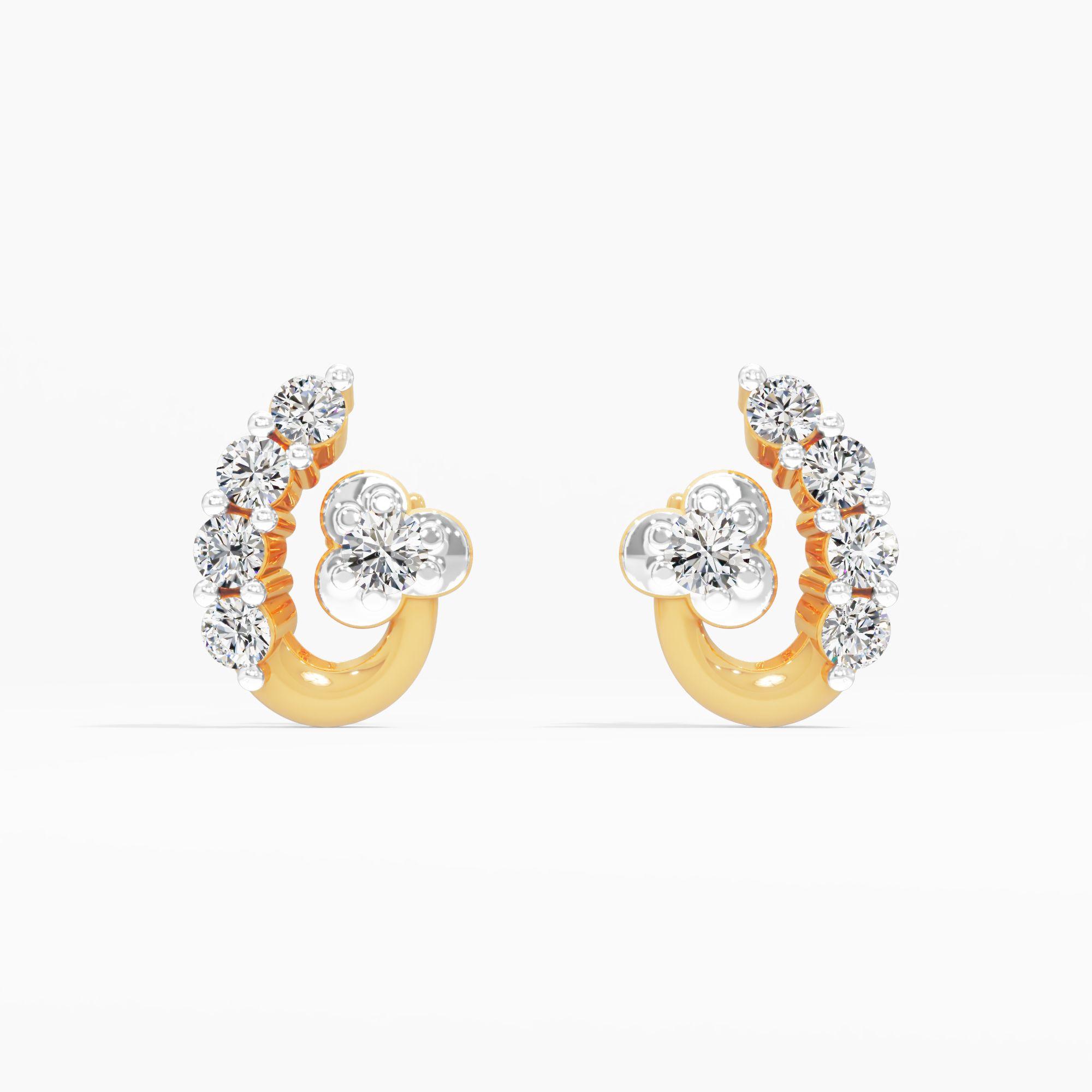 Floral Cluster Arc Stud Earrings