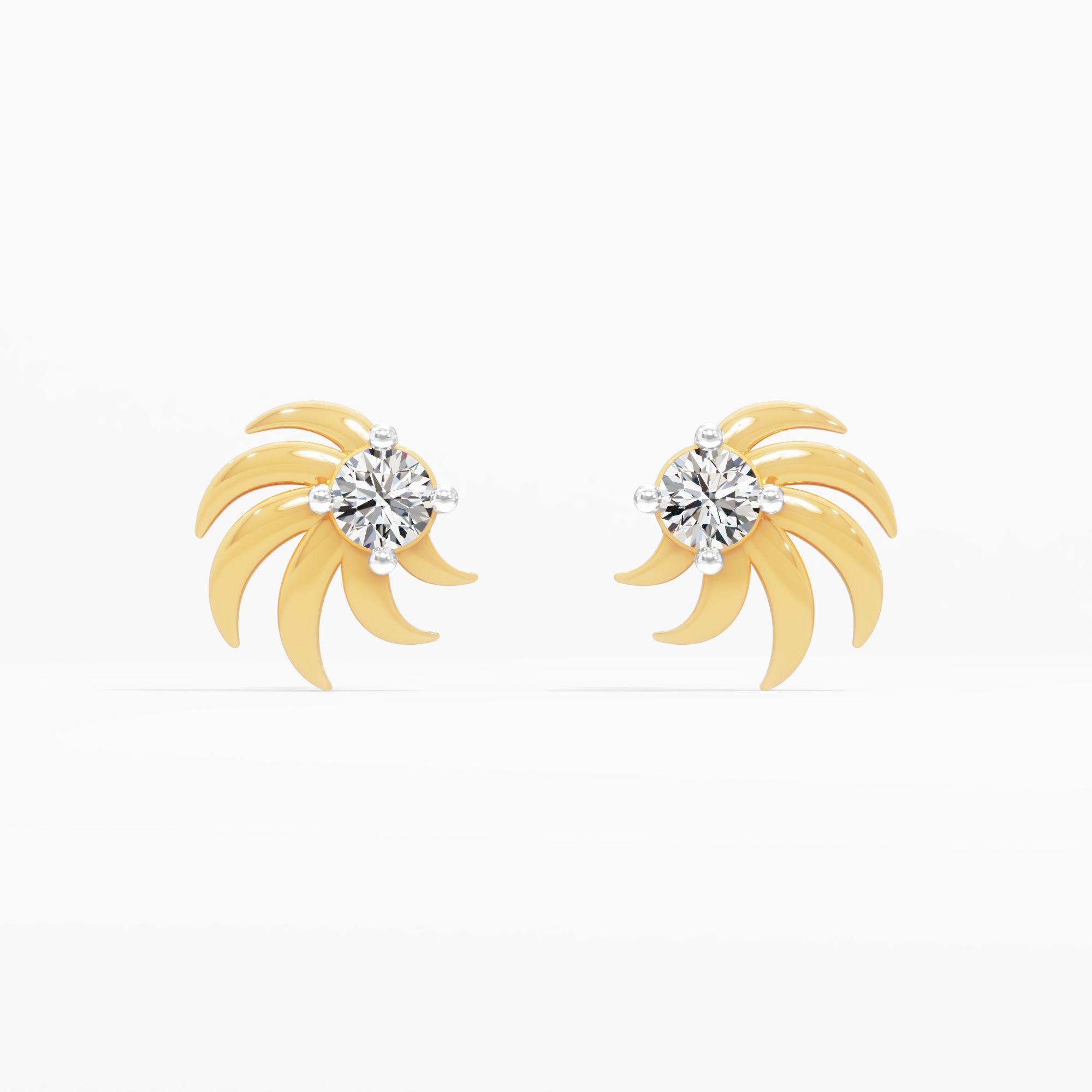 Pinwheel Solitaire Stud Earrings