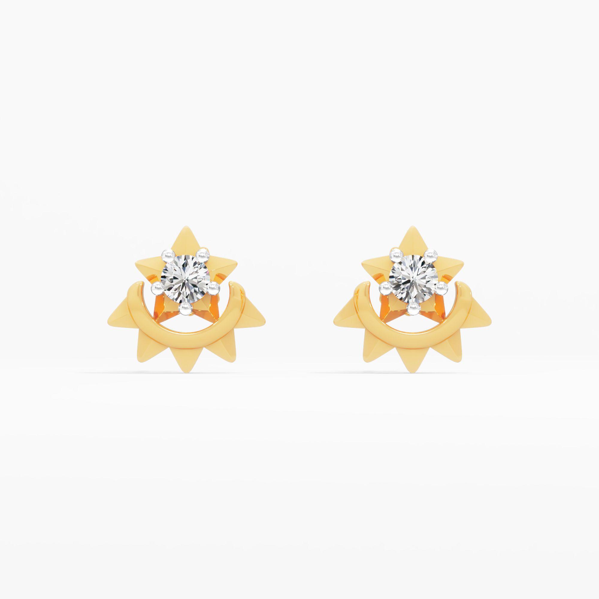 Spiked Star Solitaire Stud Earrings