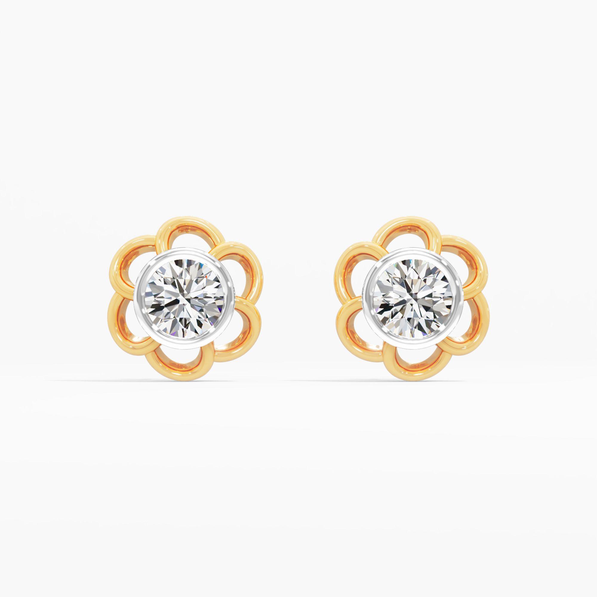 Floral Loop Diamond Stud Earrings