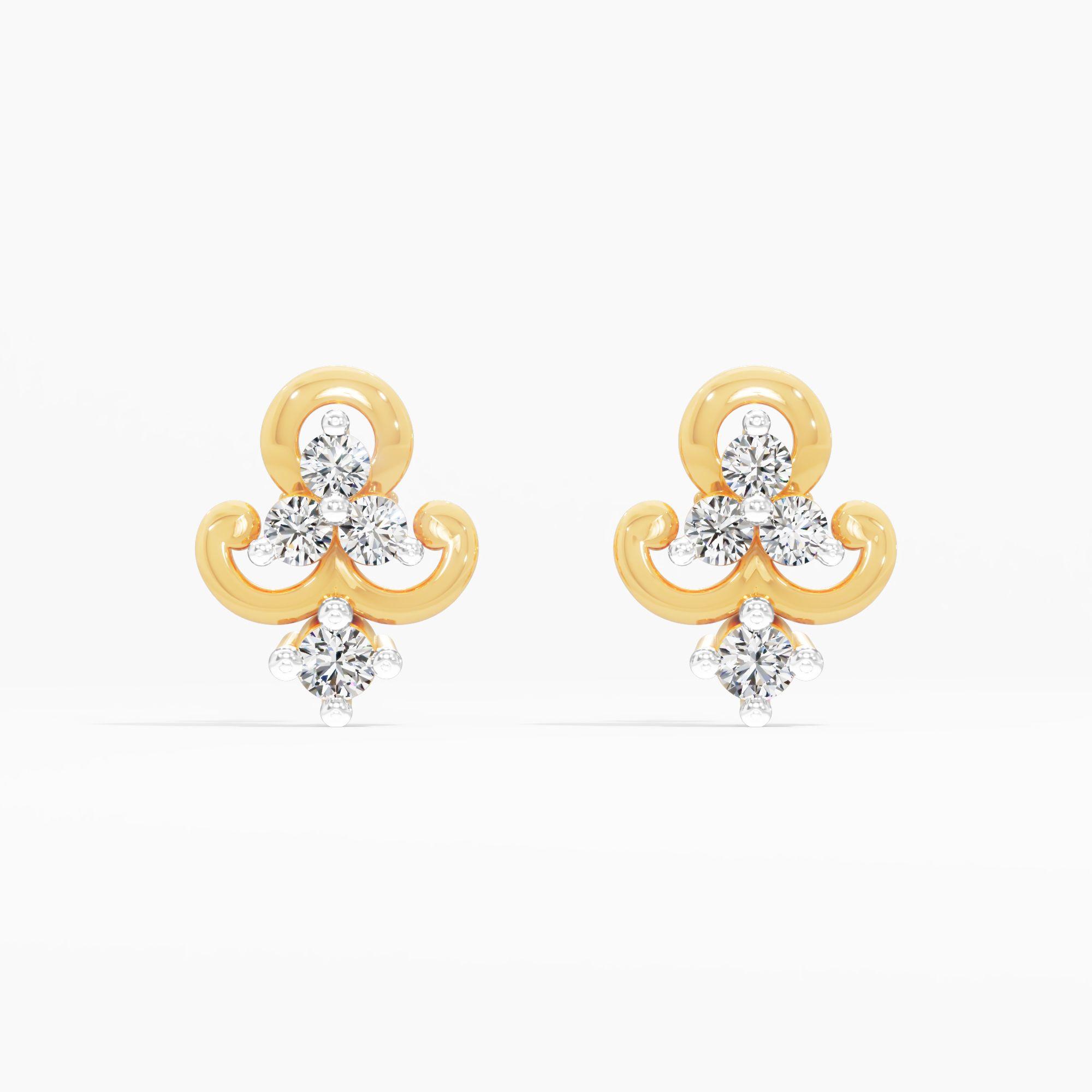 Trefoil Emblem Diamond Earrings