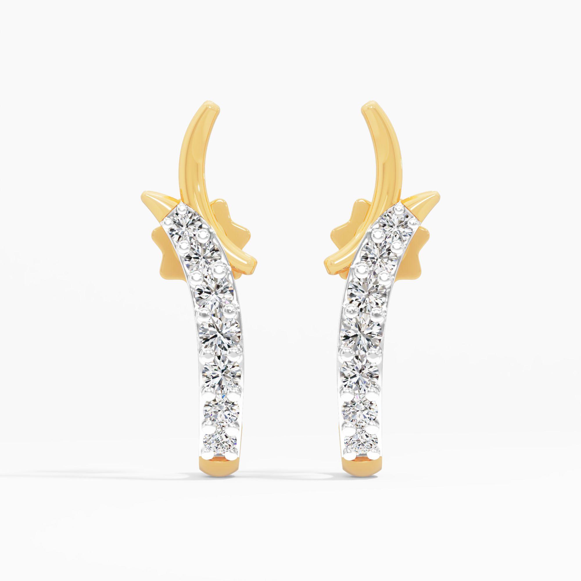 Comet Arc Diamond J Hoop Earrings