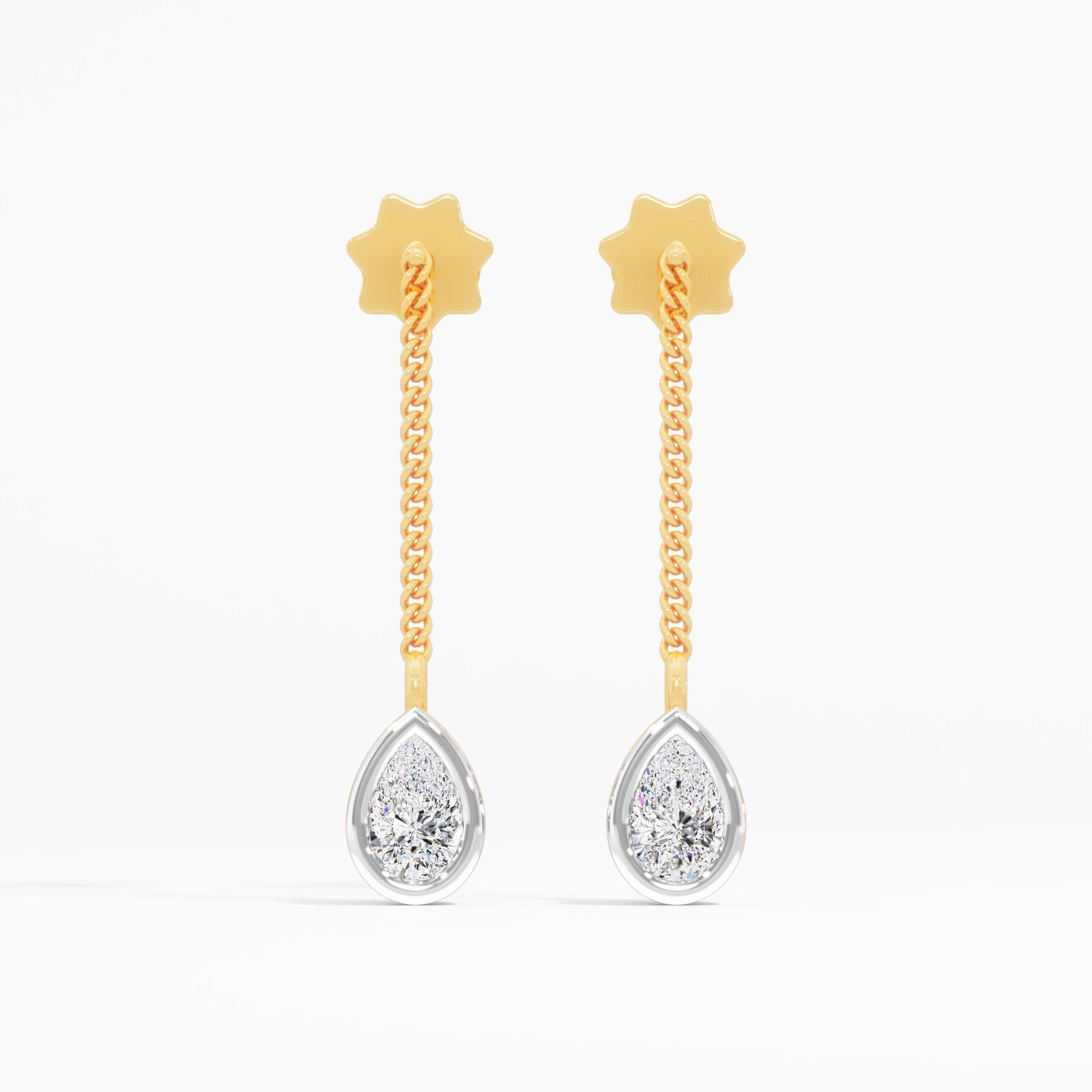 Pear Solitaire Chain Dangle Earrings