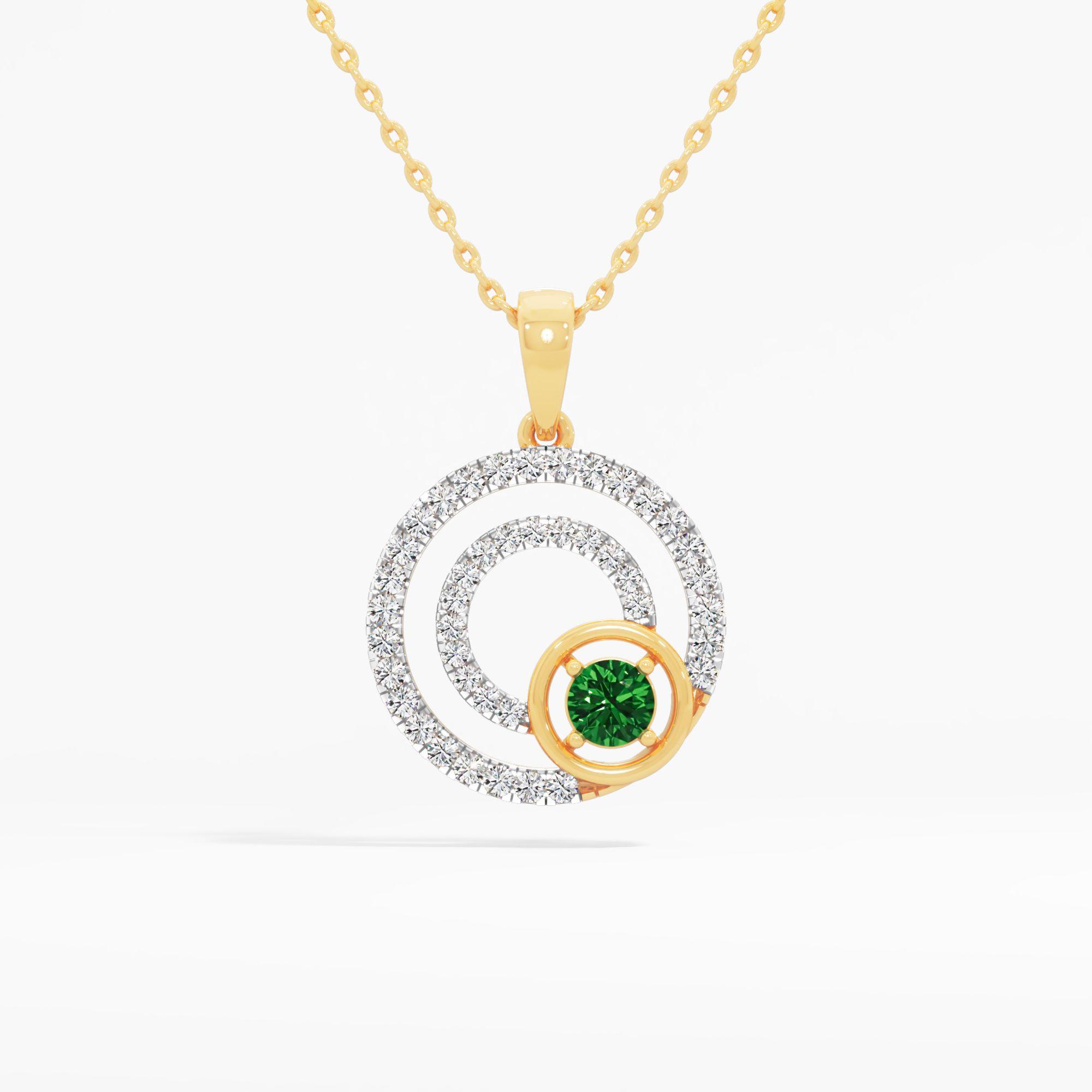 Radiant Emerald Spiral Diamond Pendant