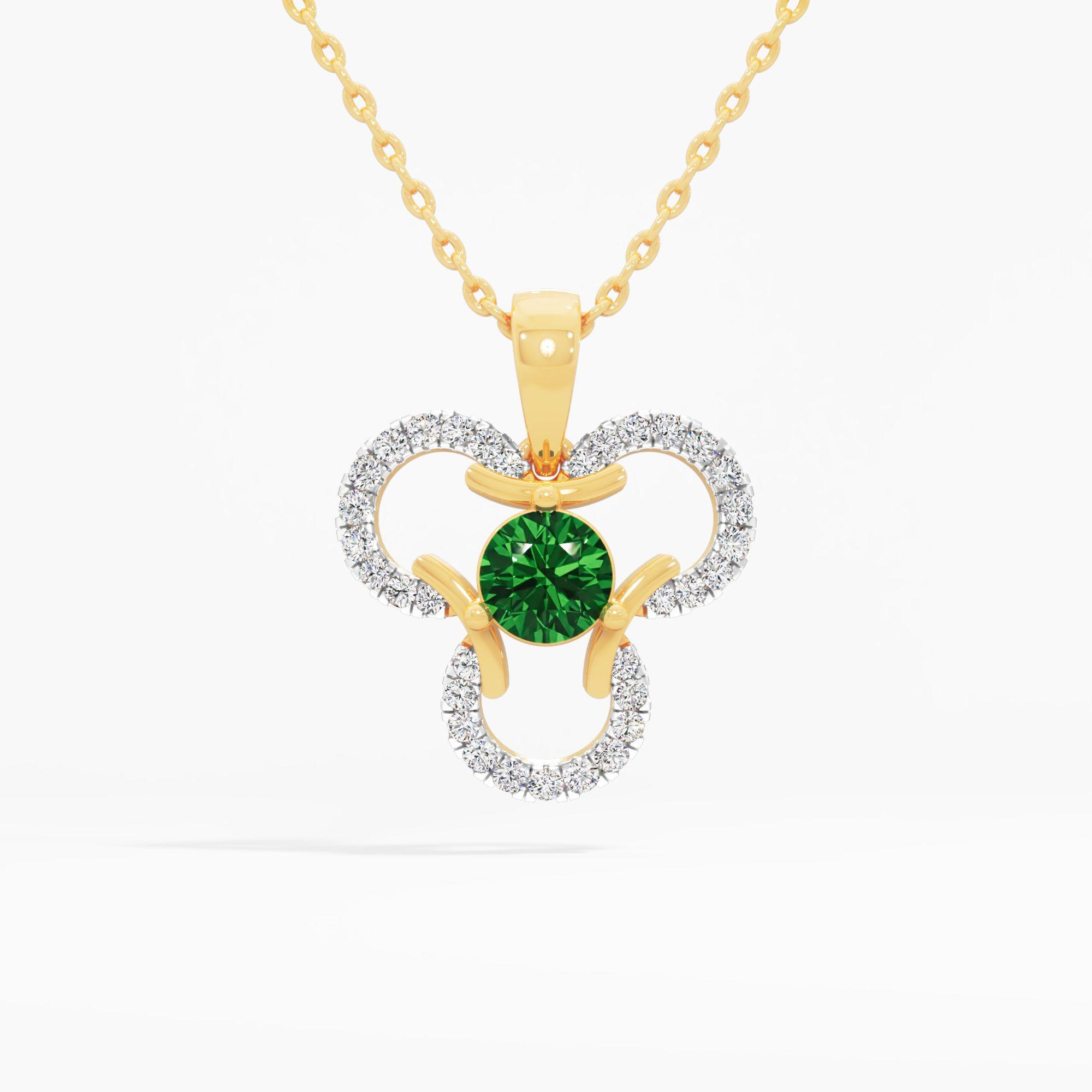 Clover Emerald Solitaire Pendant