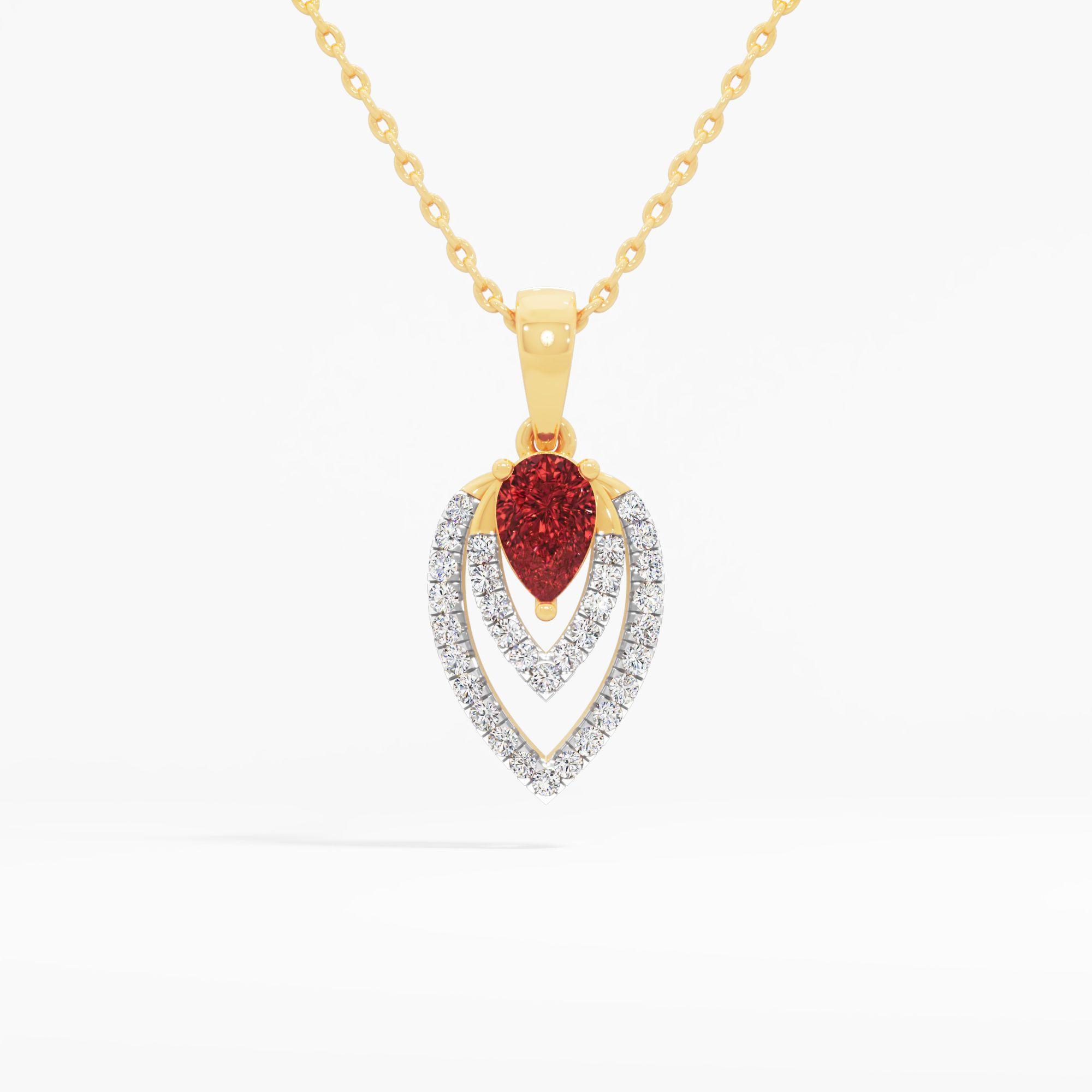 Nested Foliage Pear Ruby Pendant