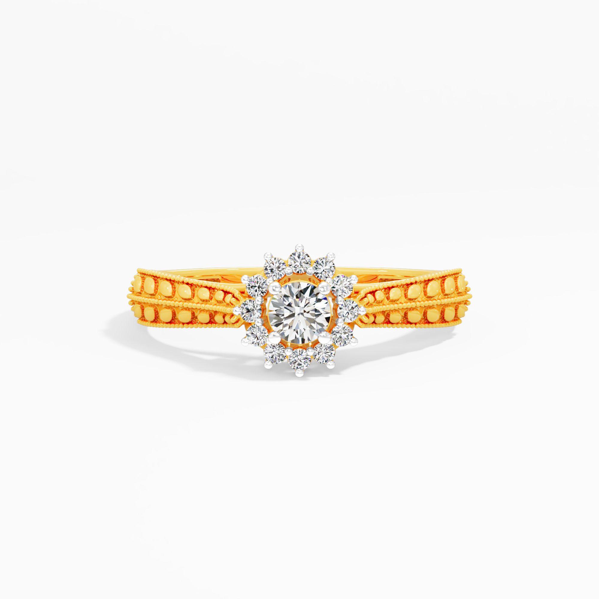 The Starlet Halo Milgrain Ring