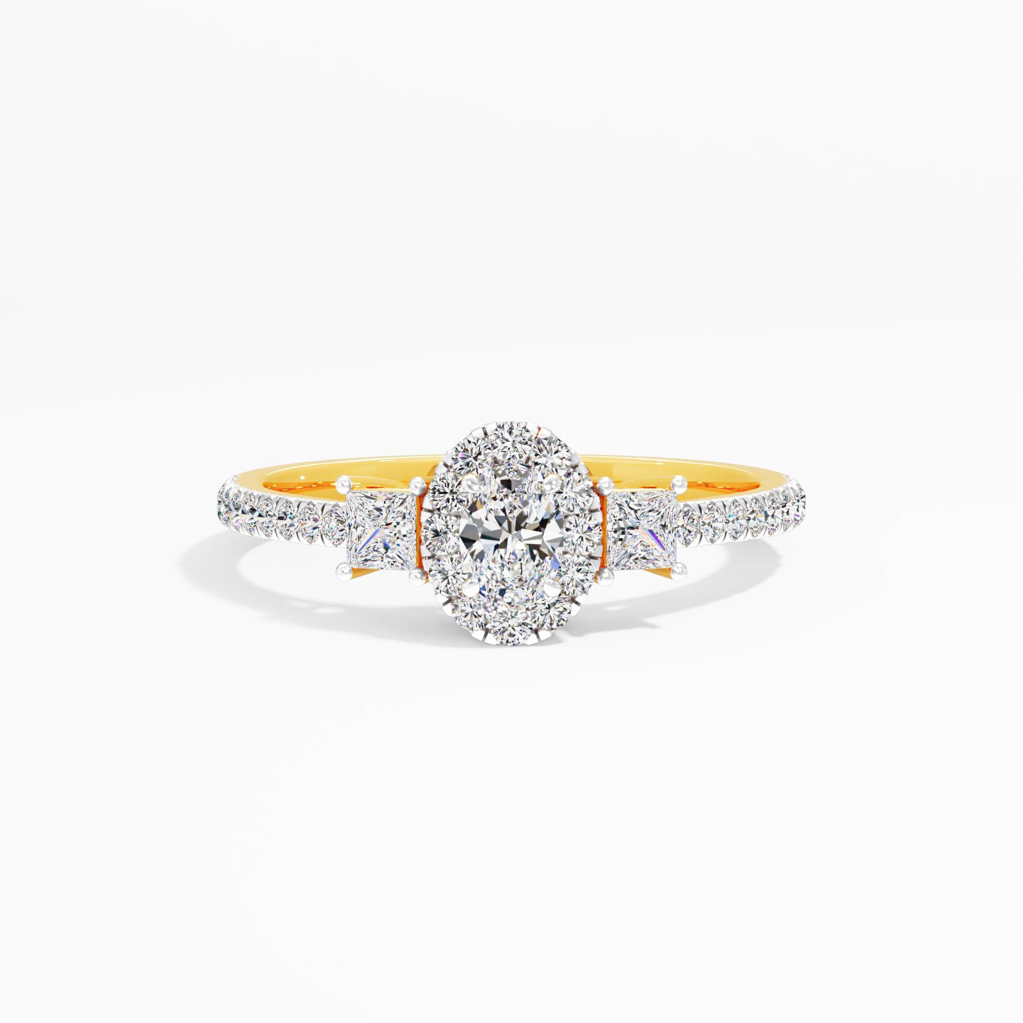 Oval Halo Princess Diamond Ring
