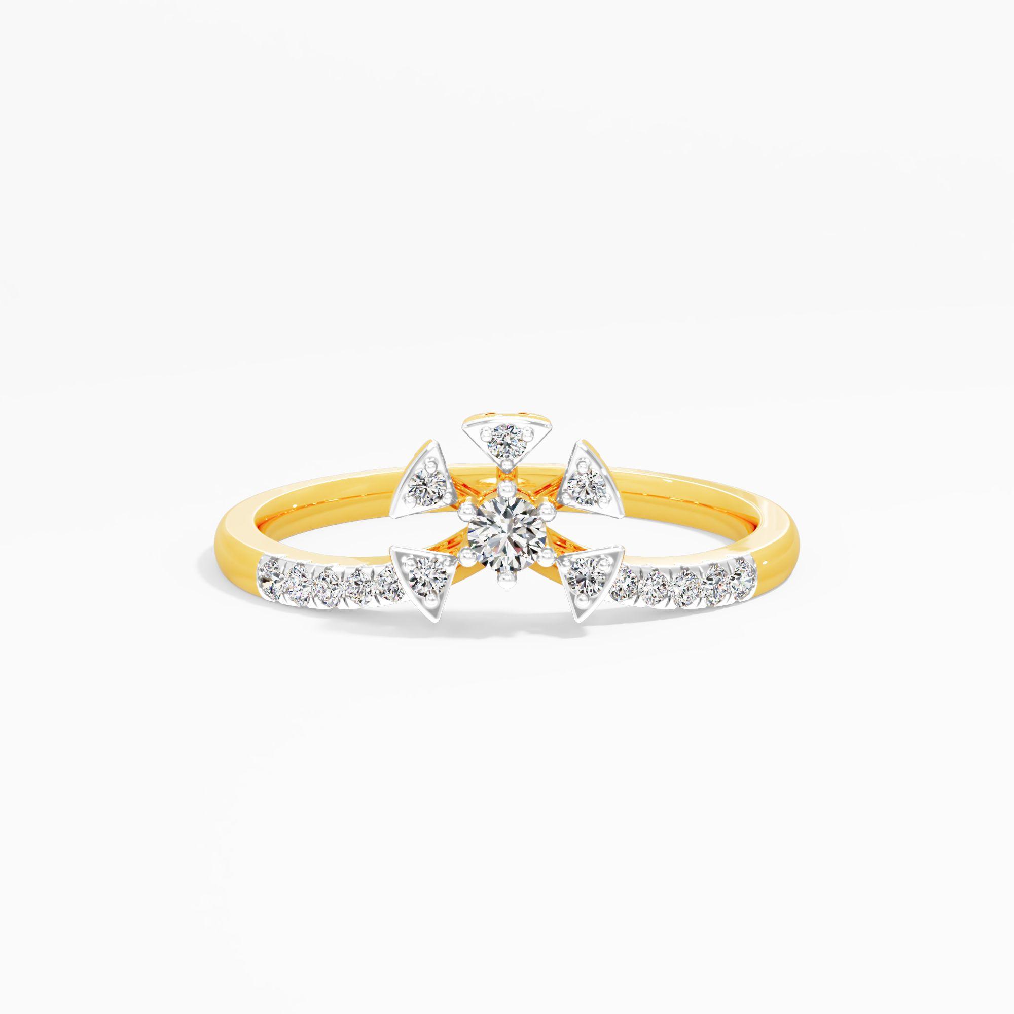 Angular Crest Diamond Ring