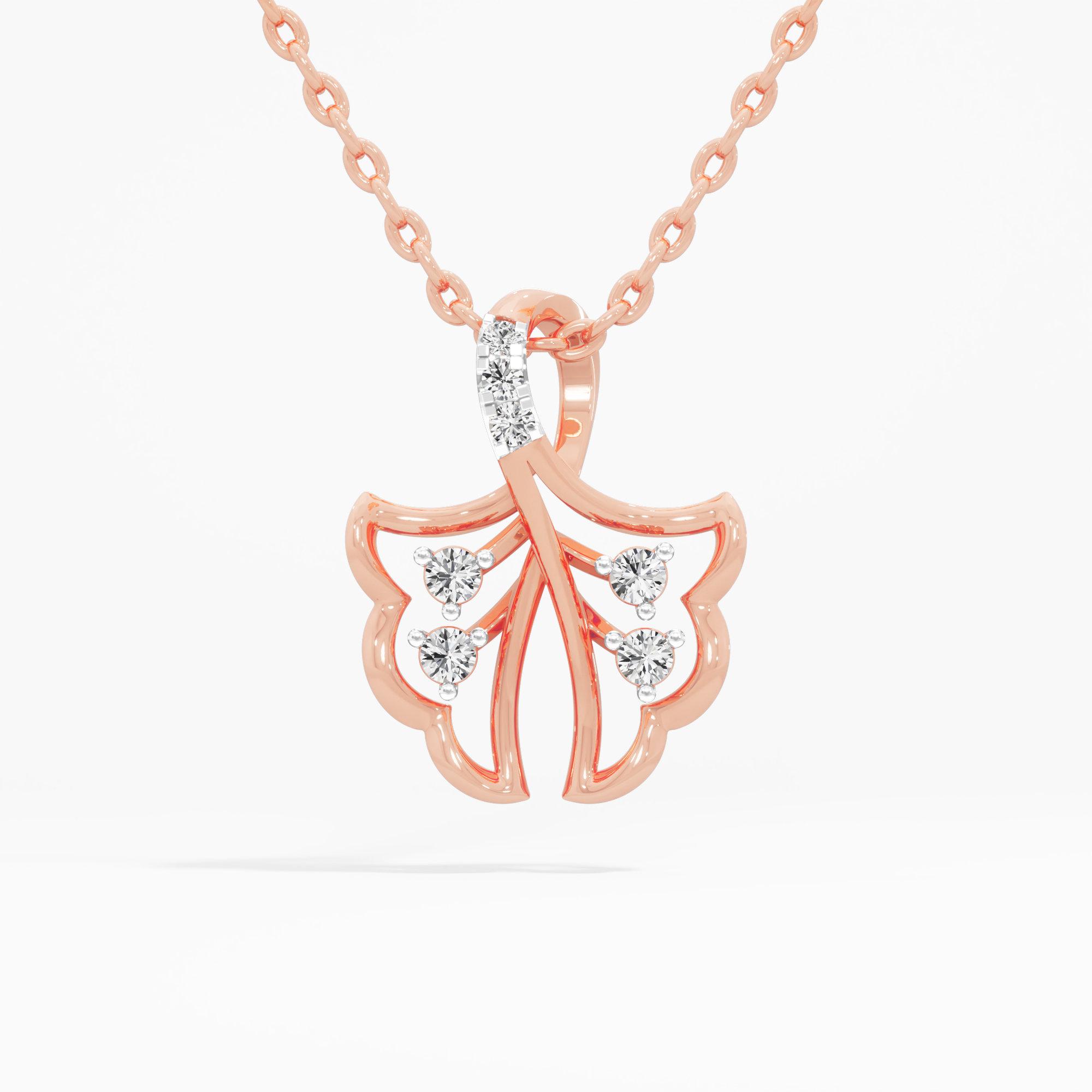 Flutter Leaf Diamond Pendant | Individual Pendant in 9KT Rose Gold (Diamond Quality: FG-VVS VS)